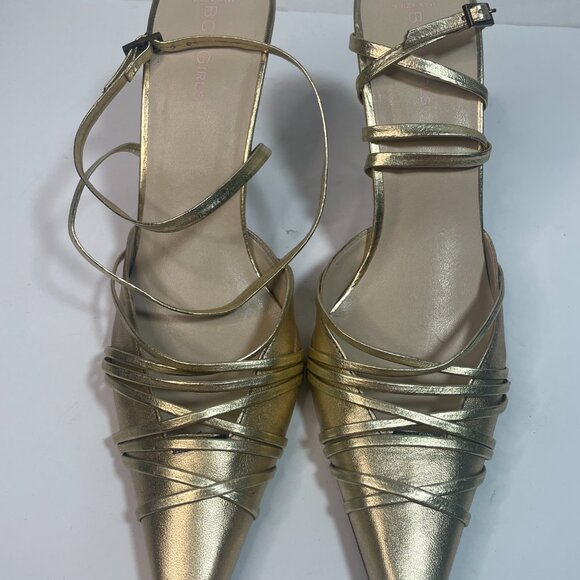BCBG Gold Metallic Ankle Strap Max Azria Stilettos - Picture 3 of 8